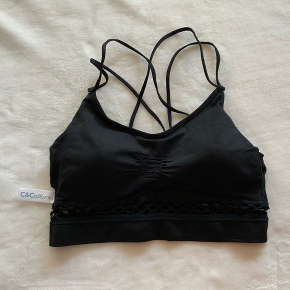 C & C California Leilani Ribbed Fishnet Bra Top - Picture 8 of 8